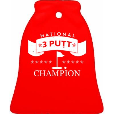 National 3 Putt Champion Golfing Ceramic Bell Ornament