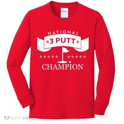 National 3 Putt Champion Golfing Kids Long Sleeve Shirt