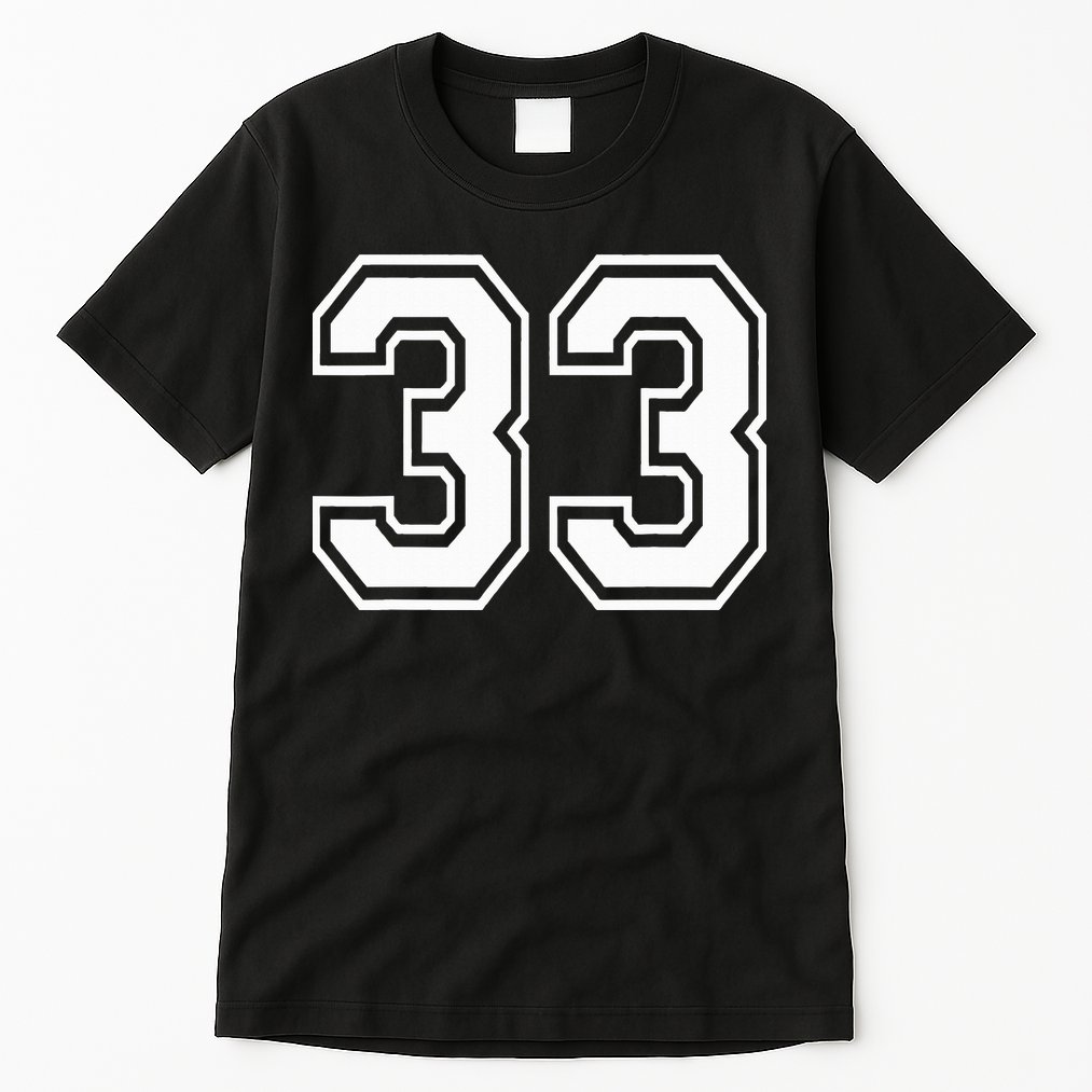 Number 33 Varsity Sports Team Jersey 33rd Birthday 33 Years Tall T-Shirt