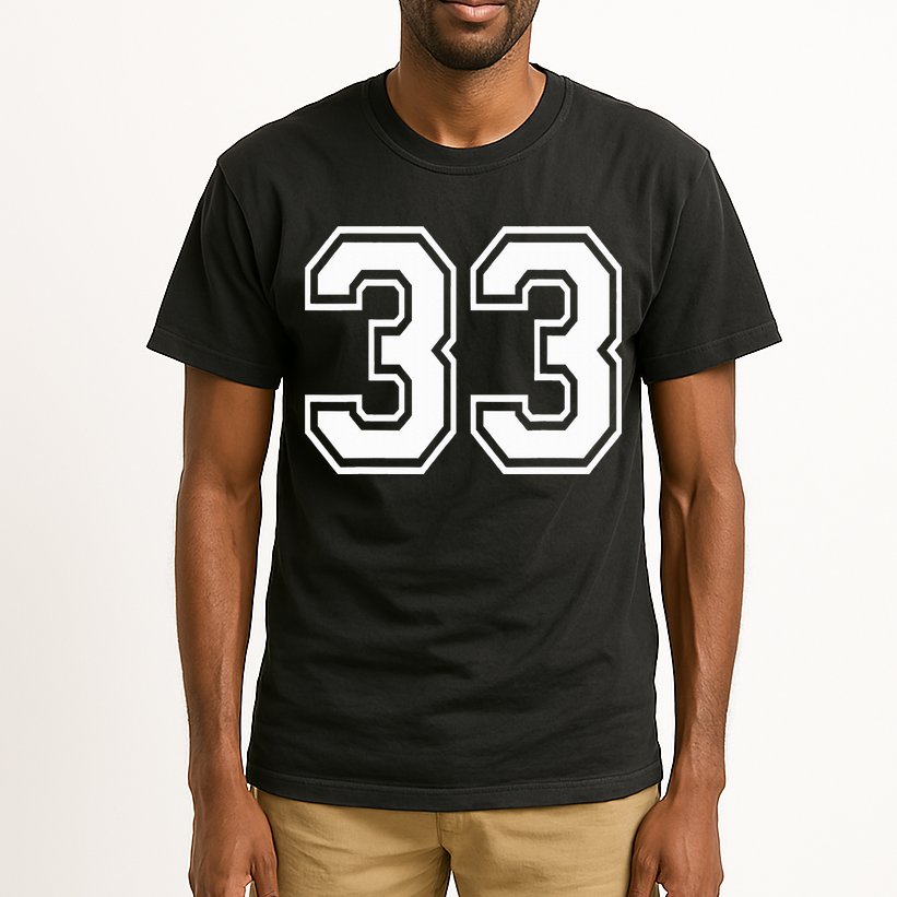 Number 33 Varsity Sports Team Jersey 33rd Birthday 33 Years Tall T-Shirt