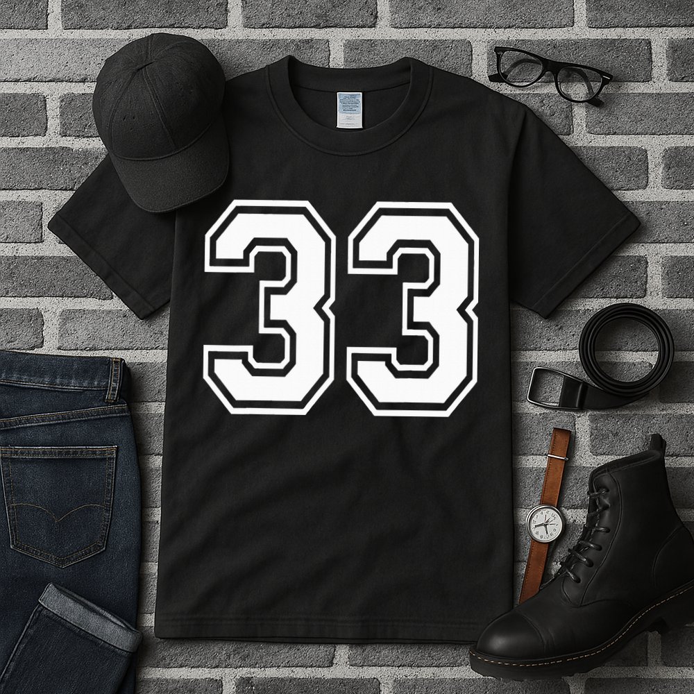 Number 33 Varsity Sports Team Jersey 33rd Birthday 33 Years Tall T-Shirt