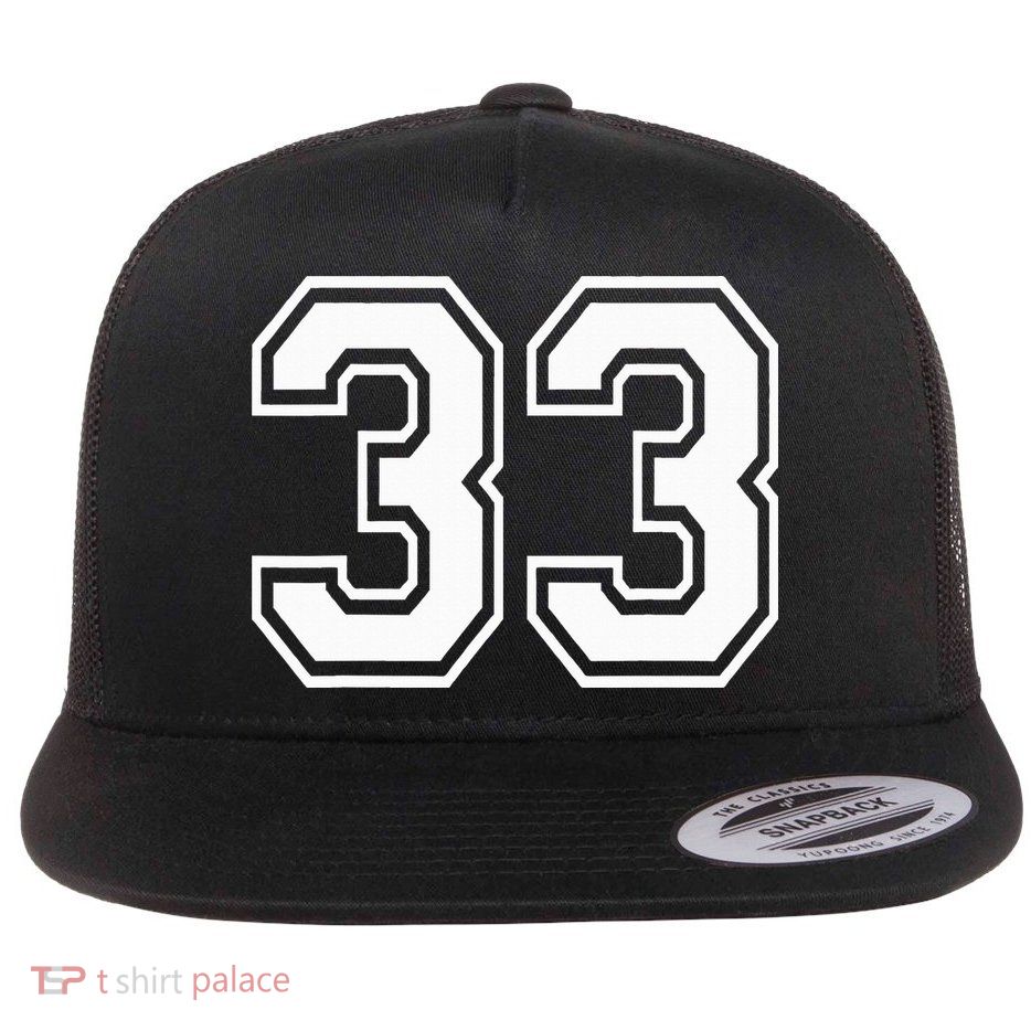 Number 33 Varsity Sports Team Jersey 33rd Birthday 33 Years Flatbill Hat