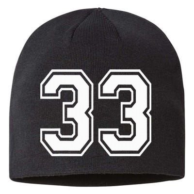 Number 33 Varsity Sports Team Jersey 33rd Birthday 33 Years Sustainable Beanie