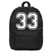 Number 33 Varsity Sports Team Jersey 33rd Birthday 33 Years 16 in Basic Backpack