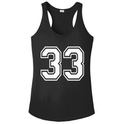 Number 33 Varsity Sports Team Jersey 33rd Birthday 33 Years Ladies PosiCharge Competitor Racerback Tank