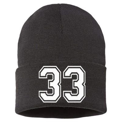 Number 33 Varsity Sports Team Jersey 33rd Birthday 33 Years Sustainable Knit Beanie