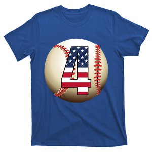 Number #4 Baseball Lover 4 Number With American Flag Usa Gift T-Shirt