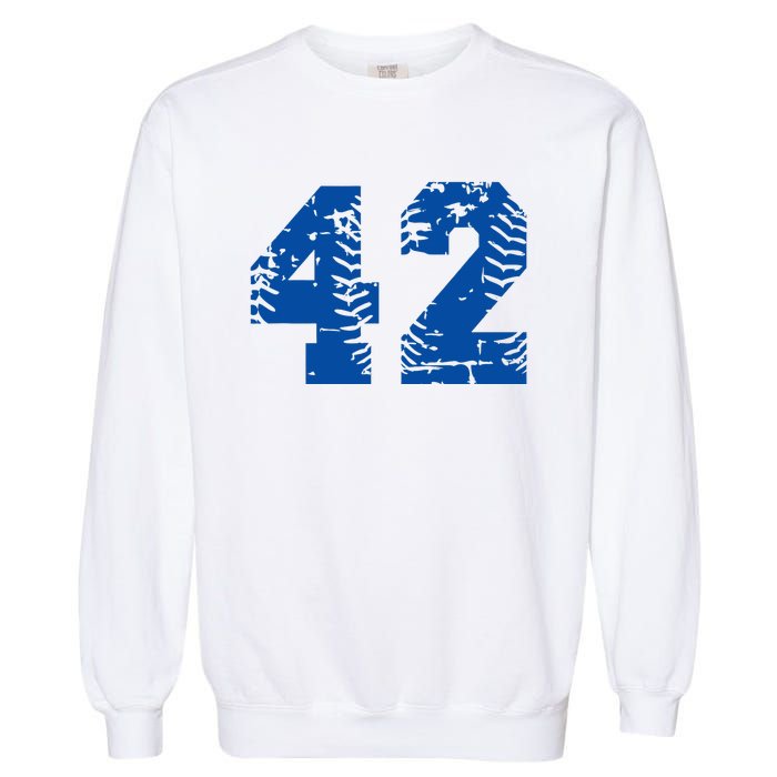 Number 42 Baseball Blue Garment-Dyed Sweatshirt