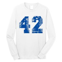 Number 42 Baseball Blue Long Sleeve Shirt