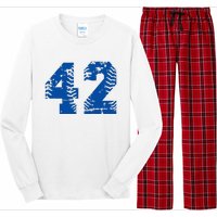 Number 42 Baseball Blue Long Sleeve Pajama Set