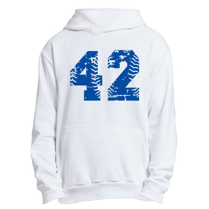 Number 42 Baseball Blue Urban Pullover Hoodie