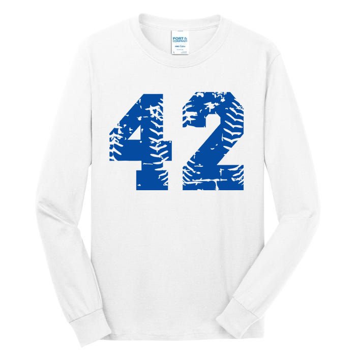 Number 42 Baseball Blue Tall Long Sleeve T-Shirt