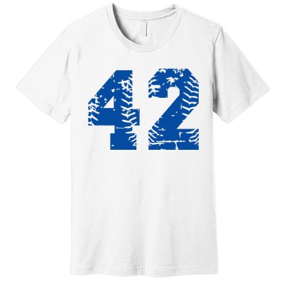 Number 42 Baseball Blue Premium T-Shirt