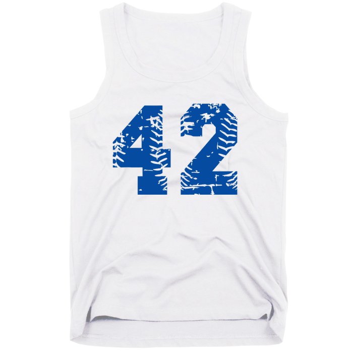 Number 42 Baseball Blue Tank Top