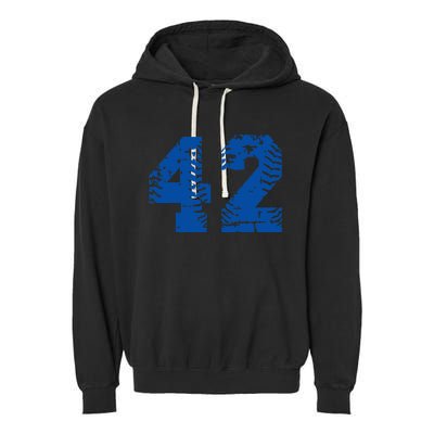 Number 42 Baseball Blue Vintage Number Garment-Dyed Fleece Hoodie