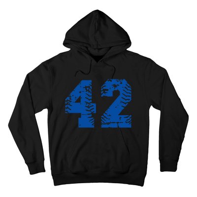 Number 42 Baseball Blue Vintage Number Hoodie