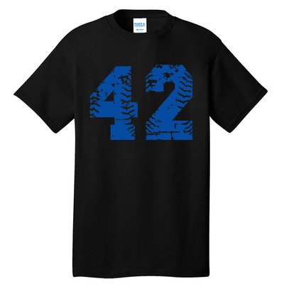 Number 42 Baseball Blue Vintage Number Tall T-Shirt