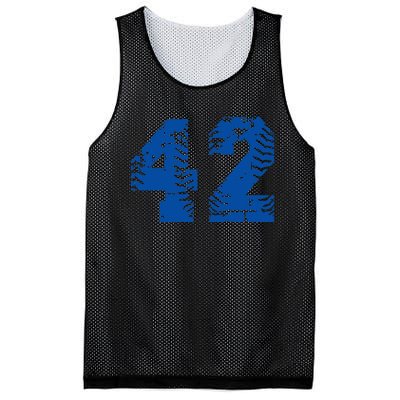 Number 42 Baseball Blue Vintage Number Mesh Reversible Basketball Jersey Tank