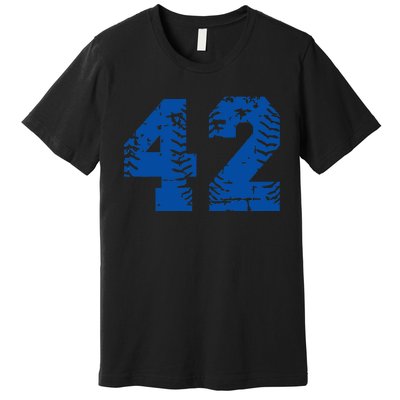 Number 42 Baseball Blue Vintage Number Premium T-Shirt