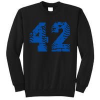 Number 42 Baseball Blue Vintage Number Tall Sweatshirt