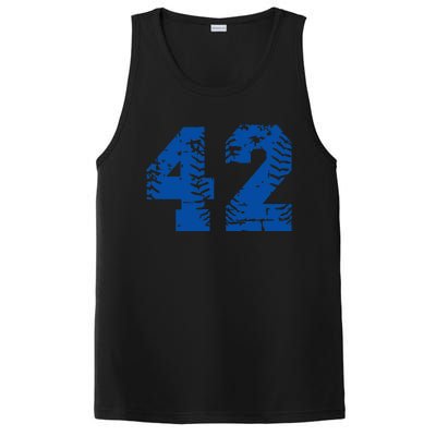 Number 42 Baseball Blue Vintage Number PosiCharge Competitor Tank