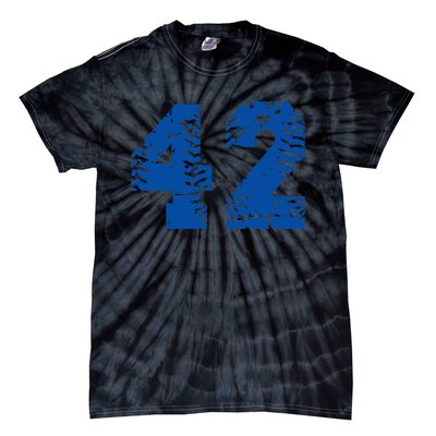 Number 42 Baseball Blue Vintage Number Tie-Dye T-Shirt