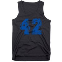 Number 42 Baseball Blue Vintage Number Tank Top