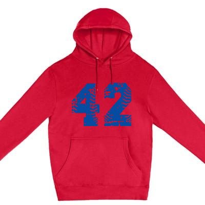 Number 42 Baseball Blue Vintage Number Premium Pullover Hoodie