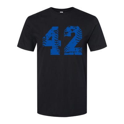 Number 42 Baseball Blue Vintage Number Softstyle CVC T-Shirt