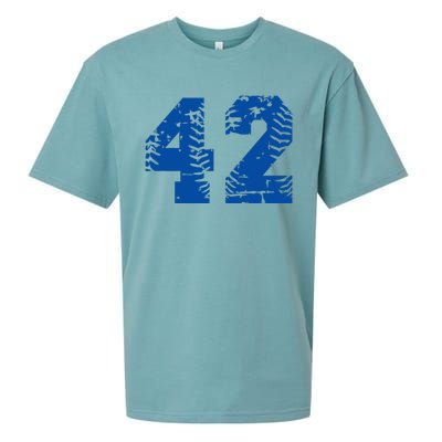 Number 42 Baseball Blue Vintage Number Sueded Cloud Jersey T-Shirt