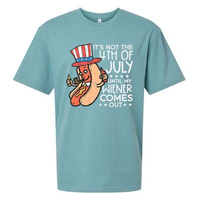 Not 4th July Until My Wiener Come Out Funny Hotdog Sueded Cloud Jersey T-Shirt