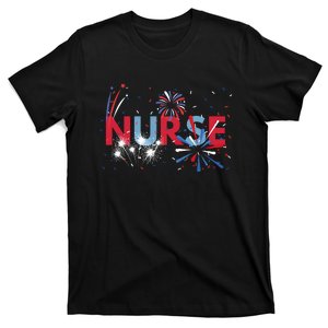 Nurse 4th Of July Rn Patriotic Registered Nurse Fireworks T-Shirt