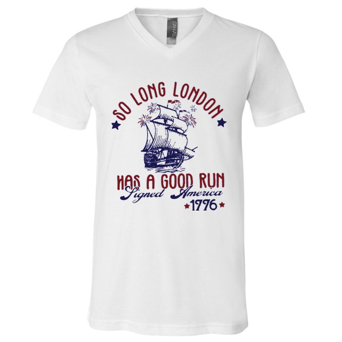 New 4th Of July So Long London V-Neck T-Shirt