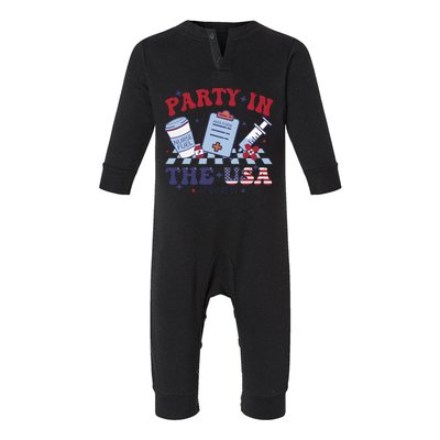 Nurse 4th Of July Party Infant Fleece One Piece