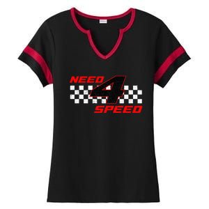 Need 4 Speed Birthday Four Year Old Racing Car Driver Ladies Halftime Notch Neck Tee