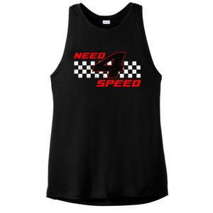 Need 4 Speed Birthday Four Year Old Racing Car Driver Ladies PosiCharge Tri-Blend Wicking Tank