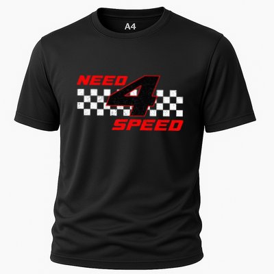 Need 4 Speed Birthday Four Year Old Racing Car Driver Performance Shirt