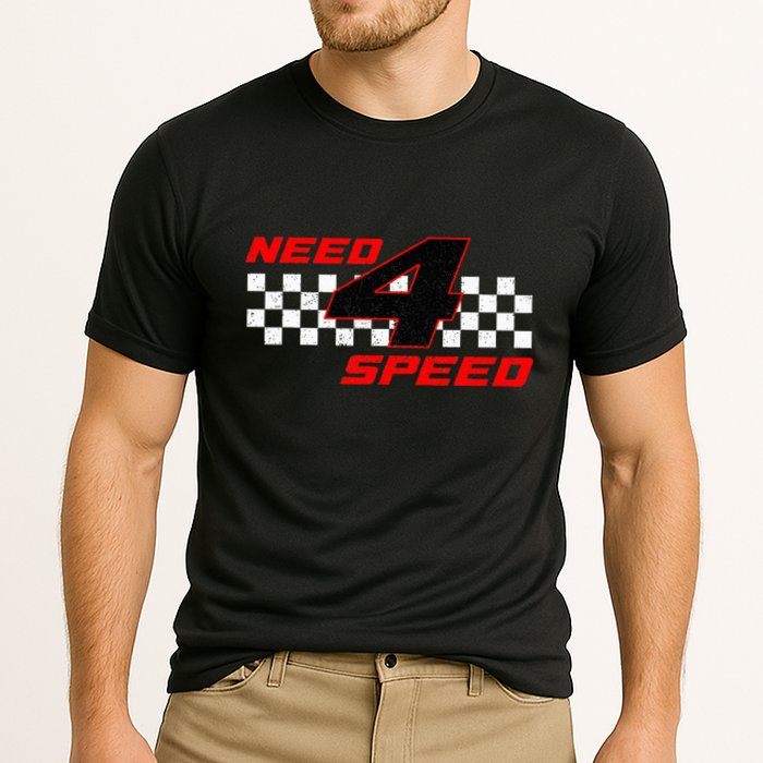 Need 4 Speed Birthday Four Year Old Racing Car Driver Performance Shirt