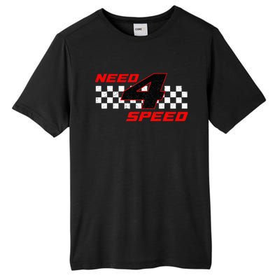 Need 4 Speed Birthday Four Year Old Racing Car Driver Tall Fusion ChromaSoft Performance T-Shirt