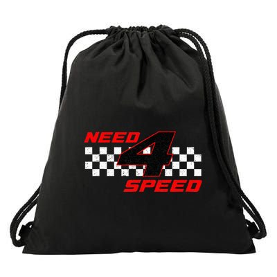 Need 4 Speed Birthday Four Year Old Racing Car Driver Drawstring Bag