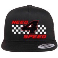 Need 4 Speed Birthday Four Year Old Racing Car Driver Flat Bill Trucker Hat