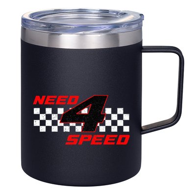 Need 4 Speed Birthday Four Year Old Racing Car Driver 12oz Stainless Steel Coffee Mug