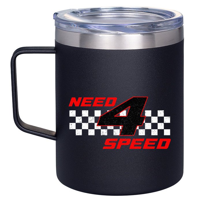 Need 4 Speed Birthday Four Year Old Racing Car Driver 12oz Stainless Steel Coffee Mug