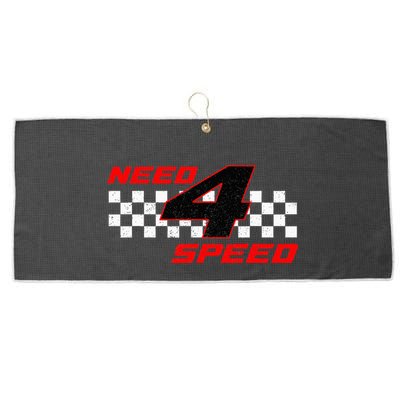 Need 4 Speed Birthday Four Year Old Racing Car Driver Large Microfiber Waffle Golf Towel