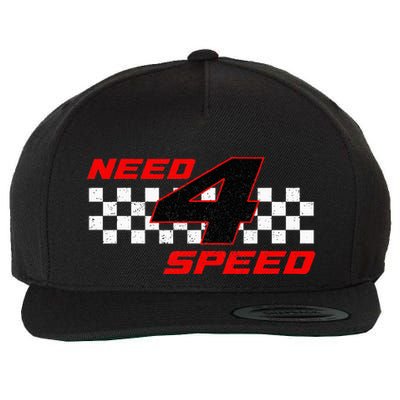 Need 4 Speed Birthday Four Year Old Racing Car Driver Wool Snapback Cap