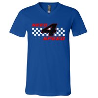 Need 4 Speed Birthday Four Year Old Racing Car Driver V-Neck T-Shirt