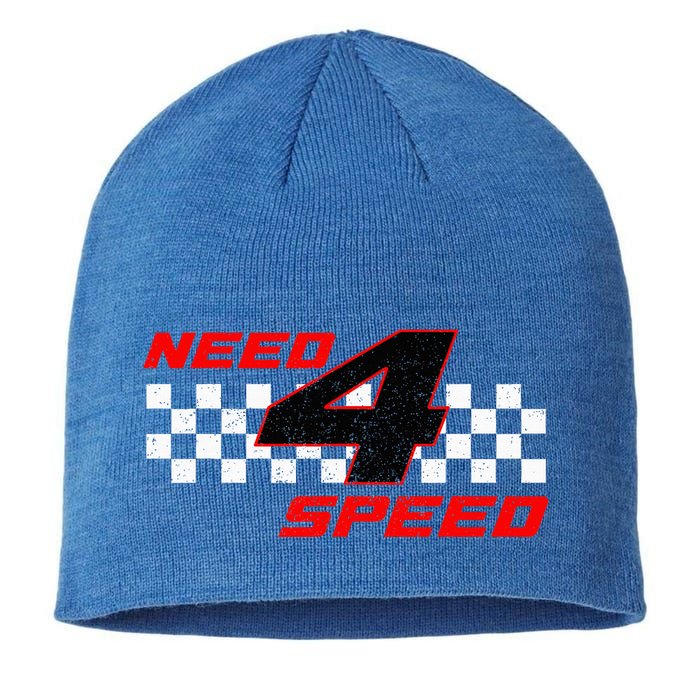 Need 4 Speed Birthday Four Year Old Racing Car Driver Sustainable Beanie