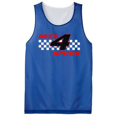 Need 4 Speed Birthday Four Year Old Racing Car Driver Mesh Reversible Basketball Jersey Tank