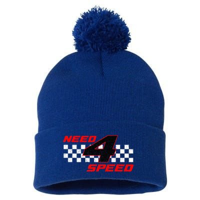Need 4 Speed Birthday Four Year Old Racing Car Driver Pom Pom 12in Knit Beanie