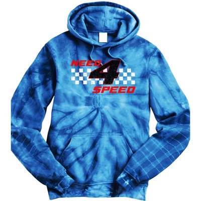 Need 4 Speed Birthday Four Year Old Racing Car Driver Tie Dye Hoodie